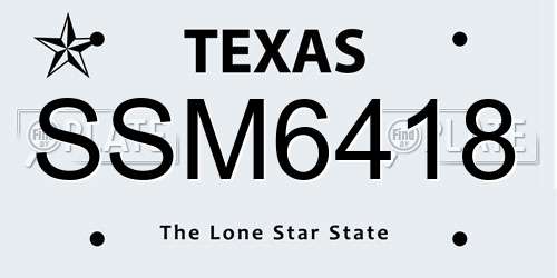 SSM6418 Texas License Plate