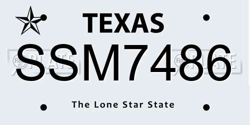 SSM7486 Texas License Plate
