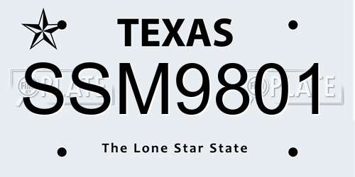 SSM9801 Texas License Plate