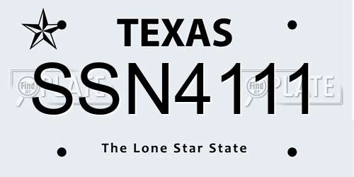 SSN4111 Texas License Plate