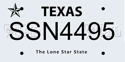 SSN4495 Texas License Plate