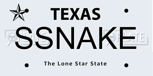 SSNAKE Texas License Plate