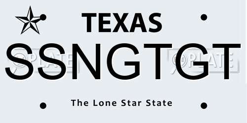 SSNGTGT Texas License Plate