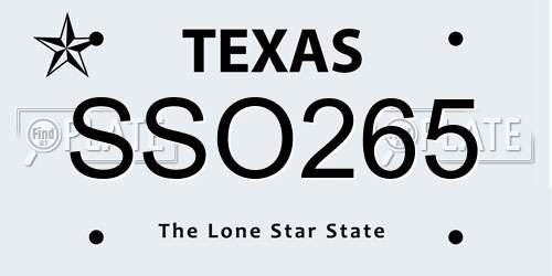 SSO265 Texas License Plate