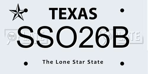 SSO26B Texas License Plate