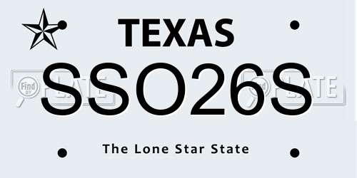 SSO26S Texas License Plate