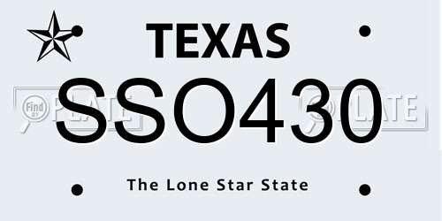 SSO430 Texas License Plate