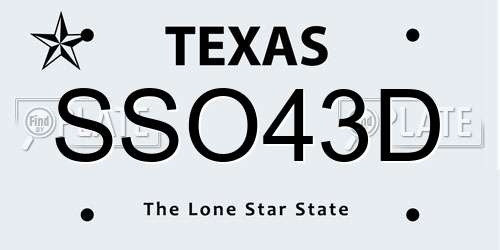 SSO43D Texas License Plate