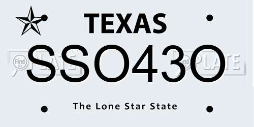 SSO43O Texas License Plate