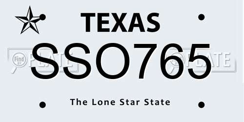 SSO765 Texas License Plate