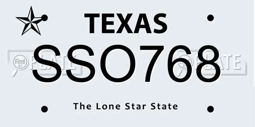 SSO768 Texas License Plate