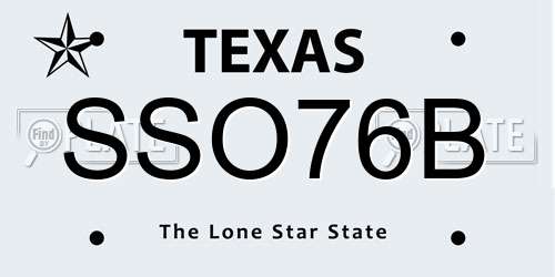 SSO76B Texas License Plate
