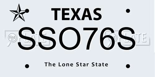 SSO76S Texas License Plate