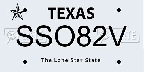 SSO82V Texas License Plate