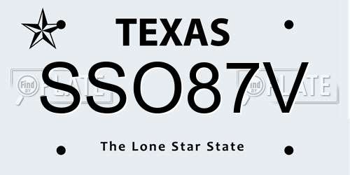 SSO87V Texas License Plate