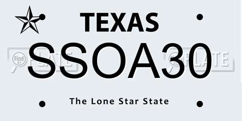SSOA30 Texas License Plate