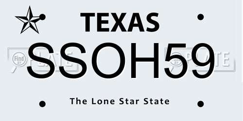 SSOH59 Texas License Plate