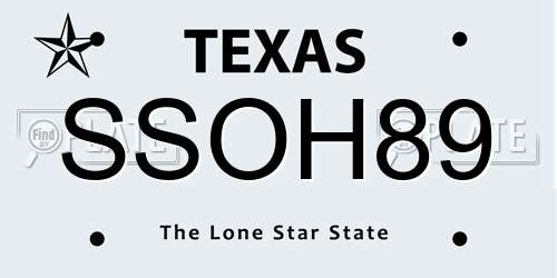 SSOH89 Texas License Plate