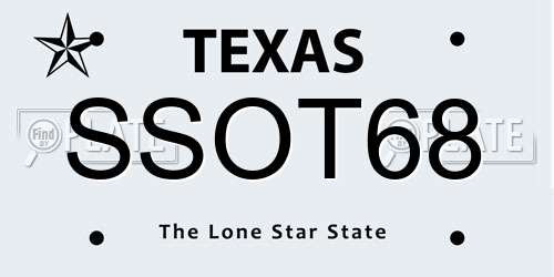 SSOT68 Texas License Plate
