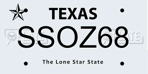 SSOZ68 Texas License Plate