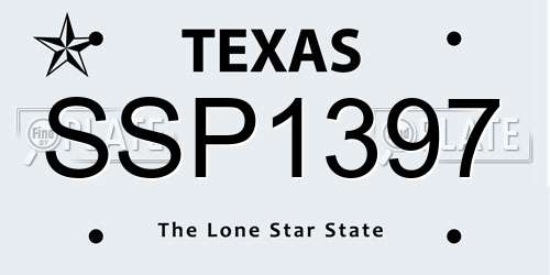 SSP1397 Texas License Plate