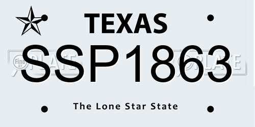 SSP1863 Texas License Plate