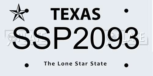 SSP2093 Texas License Plate