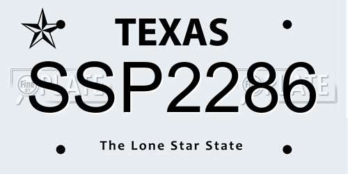 SSP2286 Texas License Plate