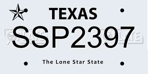 SSP2397 Texas License Plate