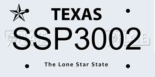 SSP3002 Texas License Plate