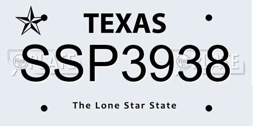 SSP3938 Texas License Plate