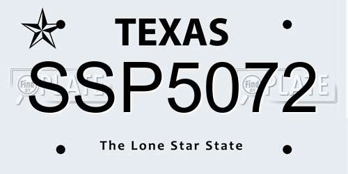 SSP5072 Texas License Plate