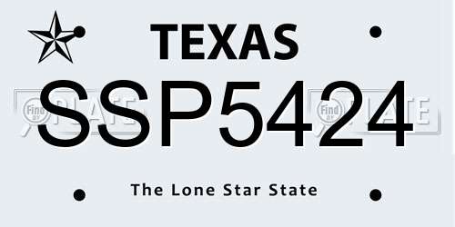 SSP5424 Texas License Plate