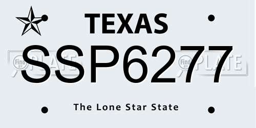 SSP6277 Texas License Plate