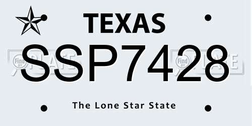 SSP7428 Texas License Plate