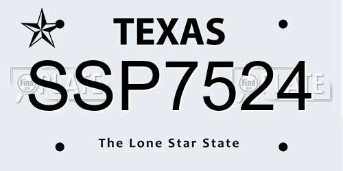 SSP7524 Texas License Plate