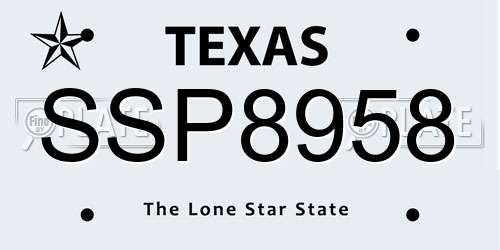 SSP8958 Texas License Plate