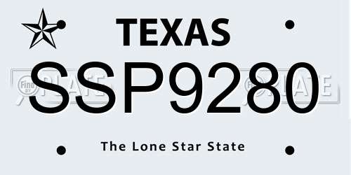 SSP9280 Texas License Plate