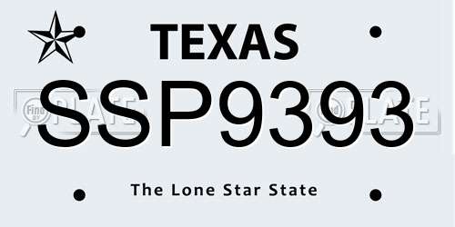 SSP9393 Texas License Plate