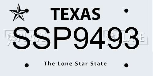 SSP9493 Texas License Plate
