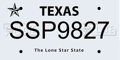SSP9827 Texas License Plate