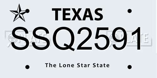 SSQ2591 Texas License Plate