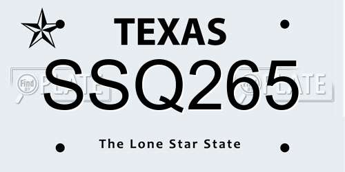 SSQ265 Texas License Plate