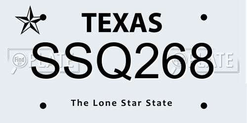 SSQ268 Texas License Plate