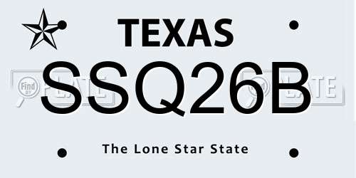 SSQ26B Texas License Plate