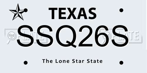 SSQ26S Texas License Plate