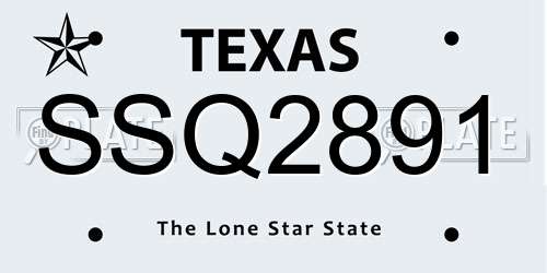 SSQ2891 Texas License Plate