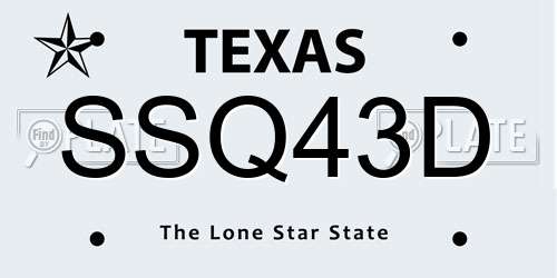 SSQ43D Texas License Plate