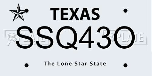 SSQ43O Texas License Plate