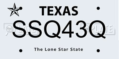 SSQ43Q Texas License Plate